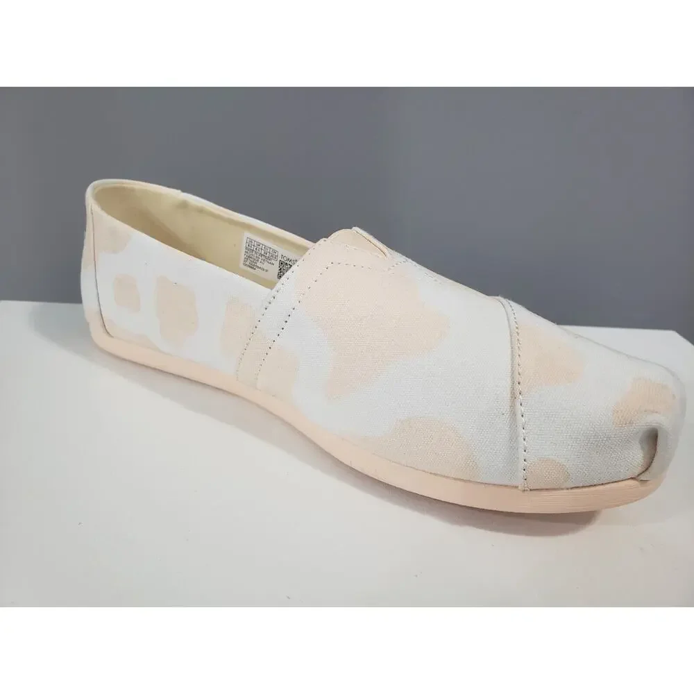 NEW Toms Alpargata Peach Cow Print 8.5 Slip On Farmer Rodeo Ranch Shoe Pink‎